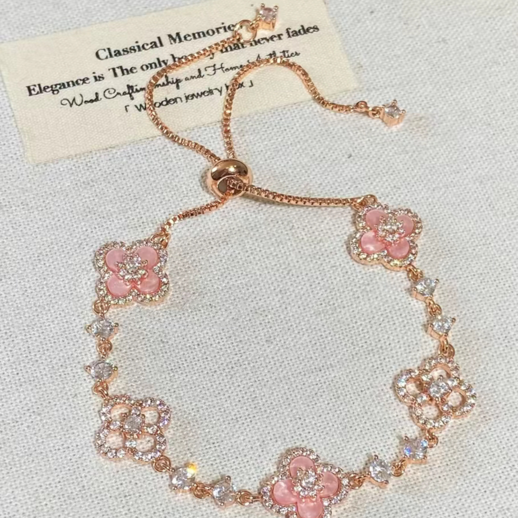 Pink Sakura Clover Bracelet for Women