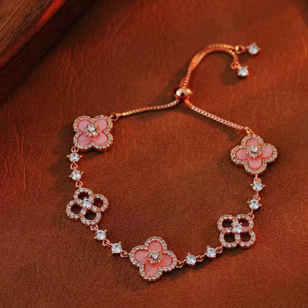 Pink Sakura Clover Bracelet for Women