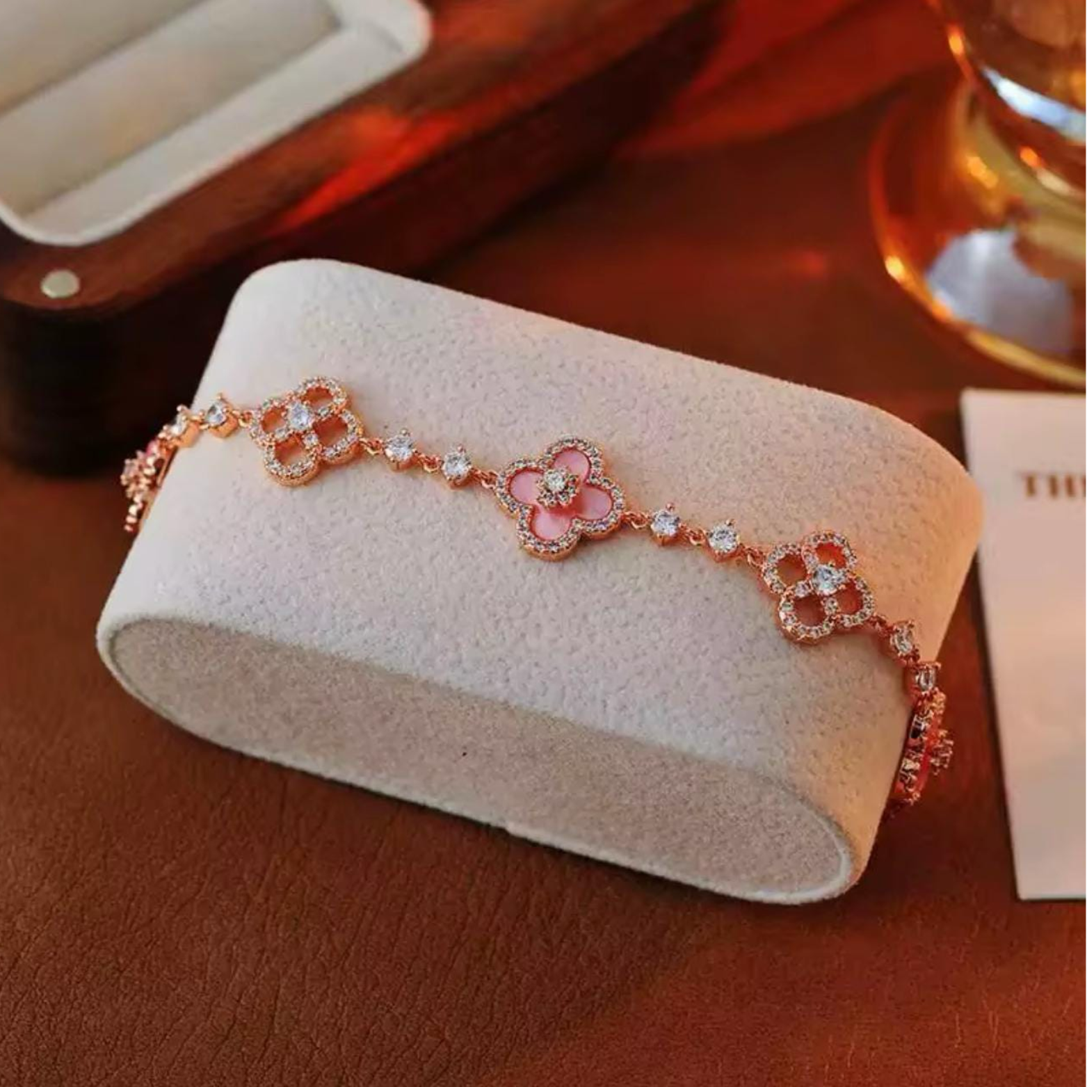 Pink Sakura Clover Bracelet for Women