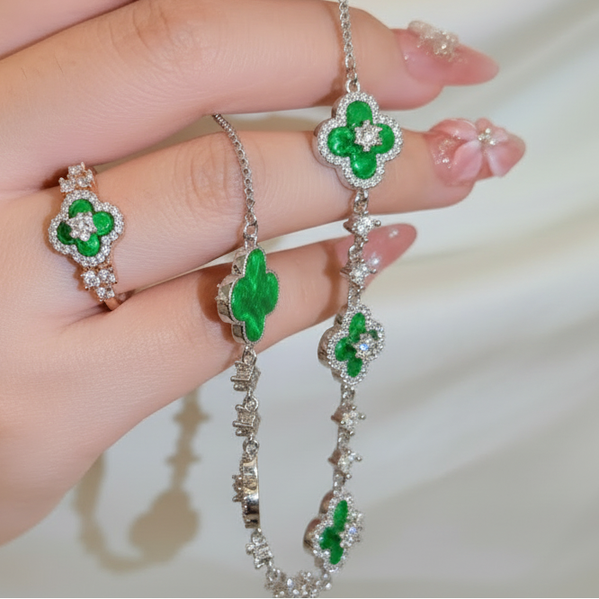 Jade Bloom Clover Bracelet for Women