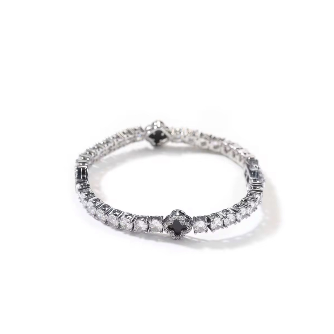 Black & Silver Tennis Unisex Bracelet