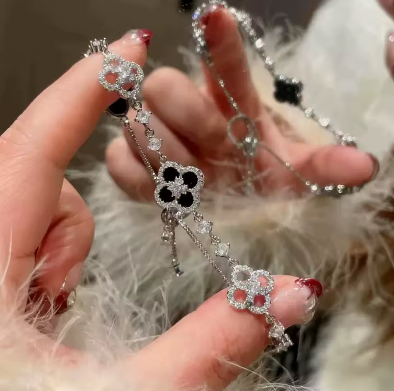 Midnight Eclipse Clover Bracelet for Women