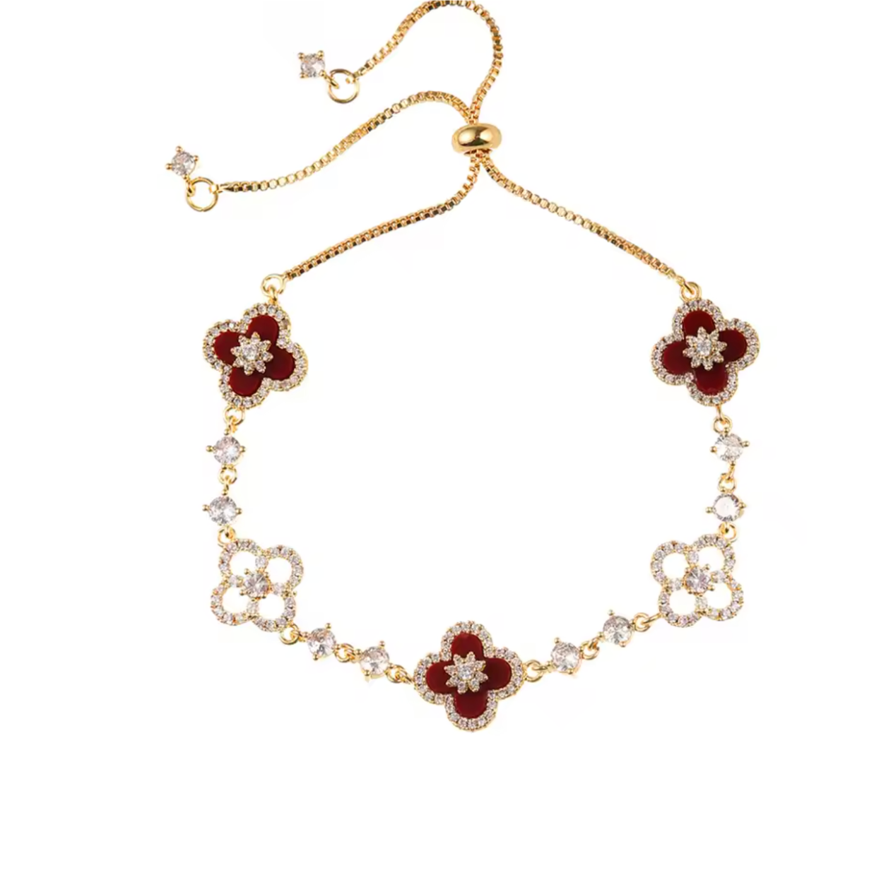 Crimson Royale Clover Bracelet for Women