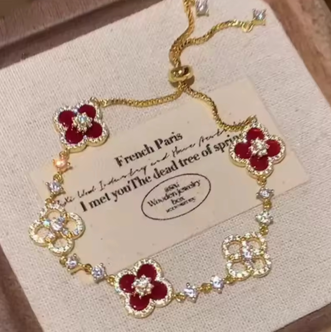 Crimson Royale Clover Bracelet for Women