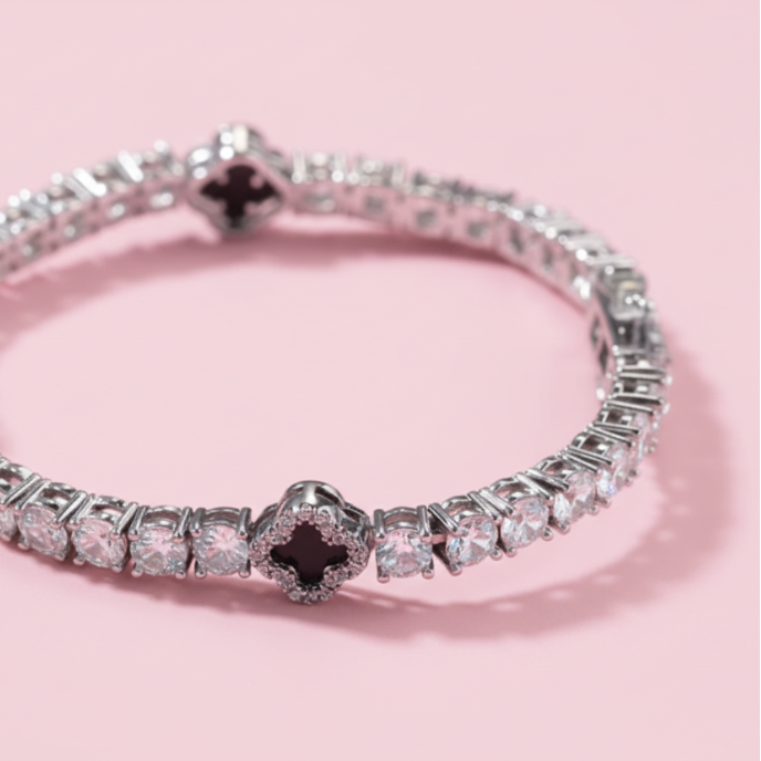 Black & Silver Tennis Unisex Bracelet