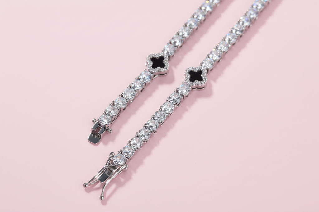 Black & Silver Tennis Unisex Bracelet