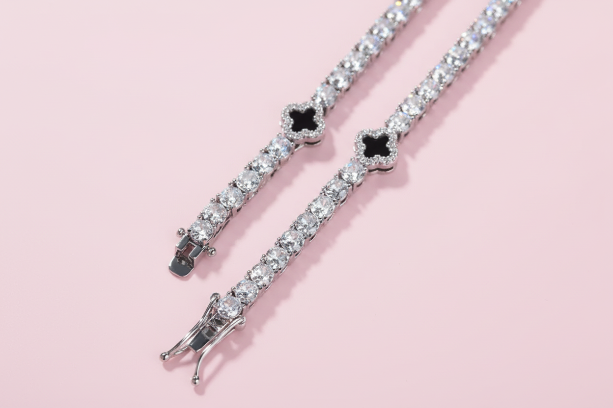 Black & Silver Tennis Unisex Bracelet